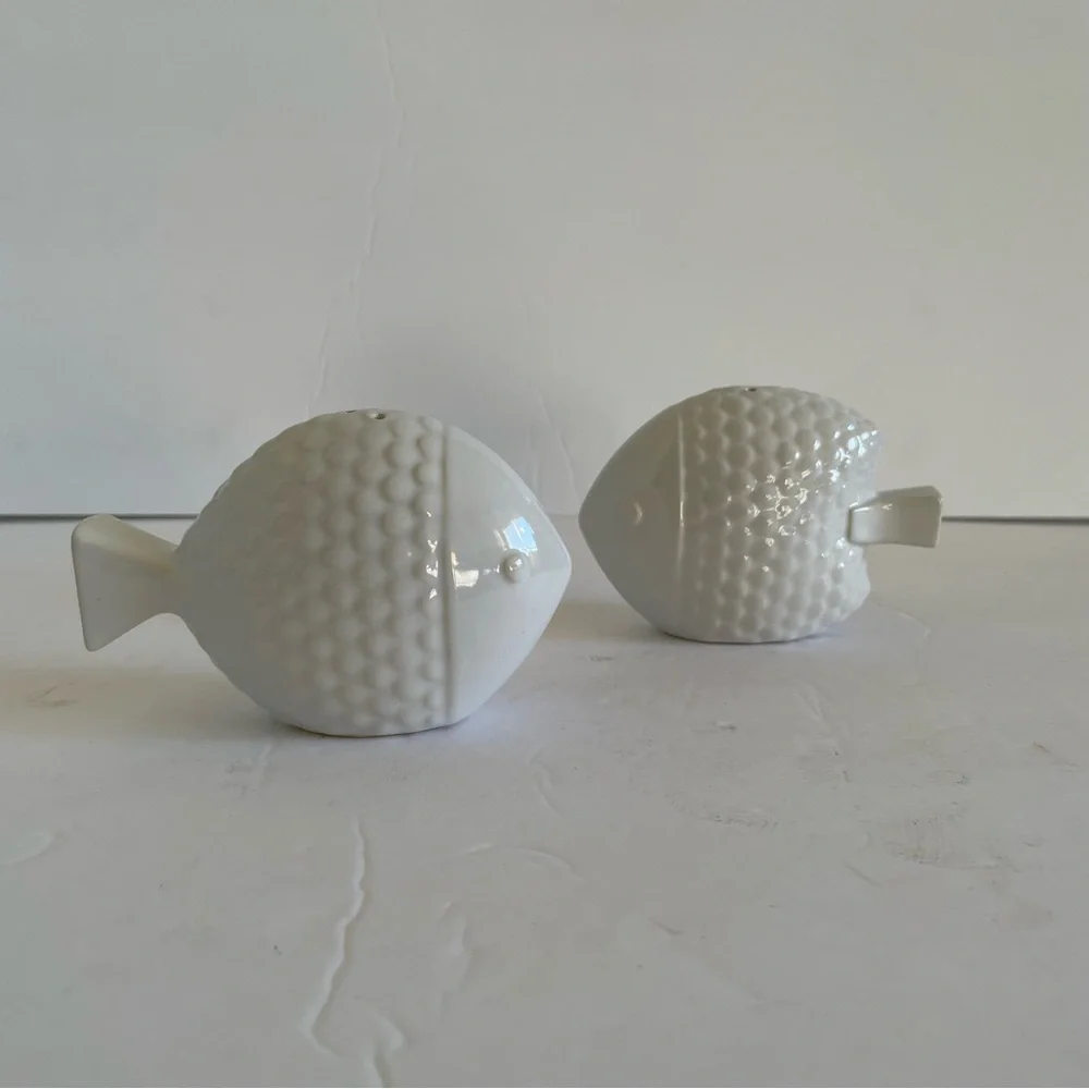 Catch of the Day Salt + Pepper Shakers White Ceramic West Elm
